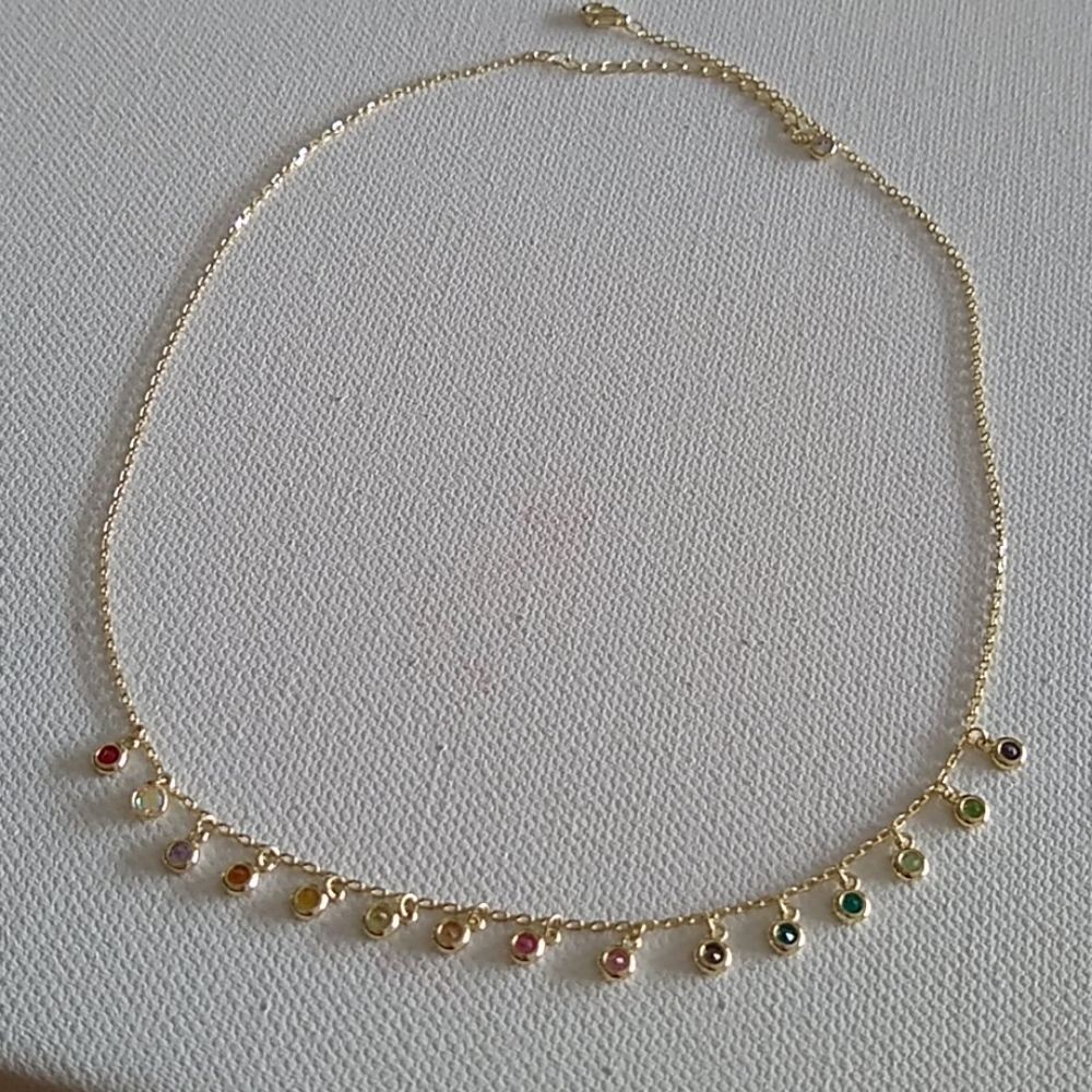 Multi-Color CZ Crystal/yellow gold/NECKLACE - Picture 4 of 7